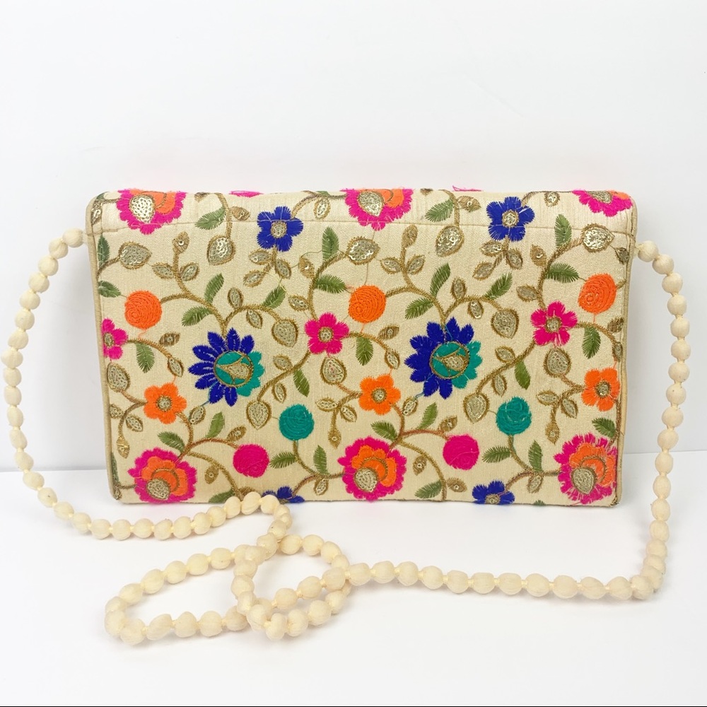 BOHO Embellished Embroidered Crossbody Clutch - Picture 3 of 7